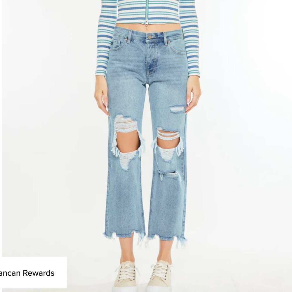 Kancan Rania Light Wash High Rise Straight Leg Jeans NWT Size 0 / 23